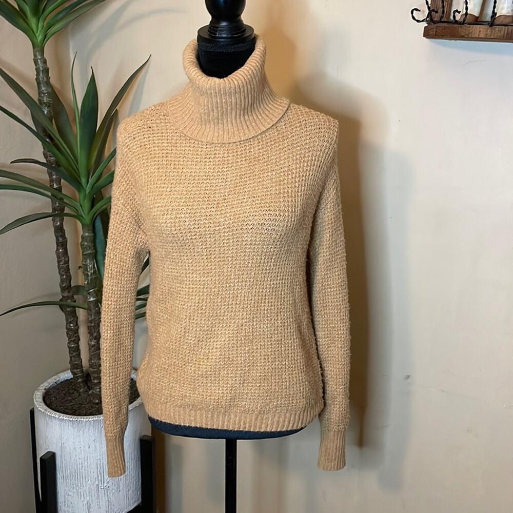 Honey Tan Waffle Knit Turtleneck